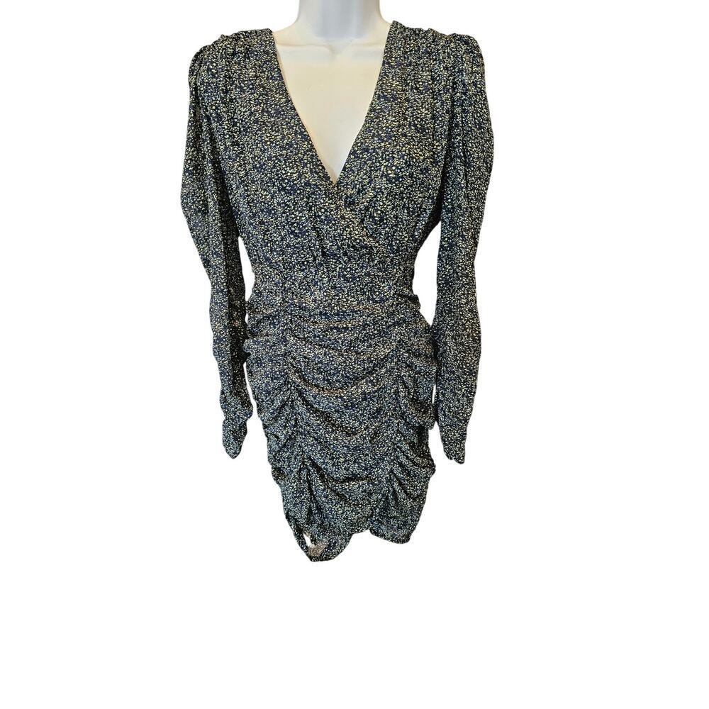 NWT Zara Womens Green Black Crossover Front Ruched Dress Size M coquette bodycon
